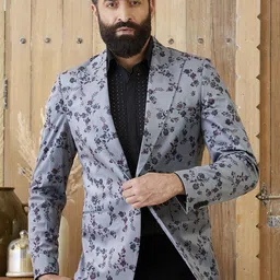 MR BUTTON Men Printed Tailored Fit Single Breasted Blazer-picture-25
