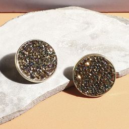DressBerry Gold-Plated Artificial Stones Studded Circular Shaped Antique Studs-3