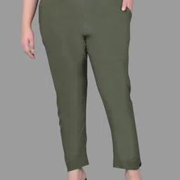 Comfort Lady Women Slim Fit High-Rise Plus Size Cotton Trousers-image-82
