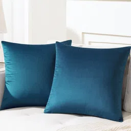IVAZA Blue Set of 2 Velvet Square Cushion Covers-15