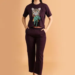 BAESD Printed Round Neck T-shirt With Trousers-picture-55