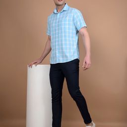 Crimsoune Club Men Classic Slim Fit Spread Collar Checked Cotton Casual Shirt-image-34