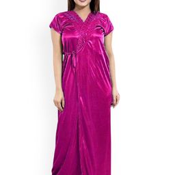 UWNAQA 6-Piece Satin Maxi Nightdress-image-99
