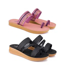 BERSACHE Set Of 2 Open Toe Flats-16