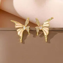 BEYTER Sterling Silver Korean Rhinestone Studded Butterfly Shaped Studs-picture-22