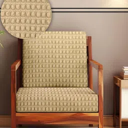 Cortina Beige 2 Pieces Soft Bubble Stretchable Sofa Cover With Arms-image-65