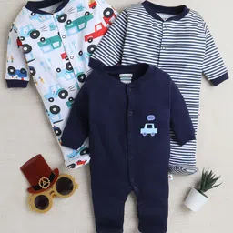 BUMZEE Boys Pack of 3 Cotton Printed Sleepsuit-39
