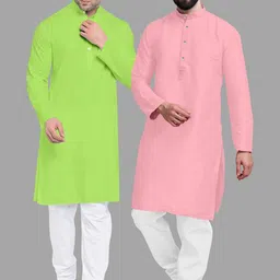 VS MALL Pink Cotton Blend Kurta Sets-image-31