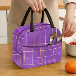 Stylish purple patterned lunch bag for your office, picnic and school Waterproof Lunch Bag-image-36