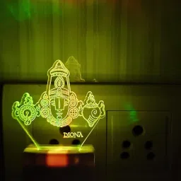 Tirupati Balaji Venkateshwara 3D LED Night Lamp Home Decor Acrylic Corporate Gifts 7 colour changing divine small portable wall lamp Illusion night light Pooja room festival Mandir Night Lamp-image-92
