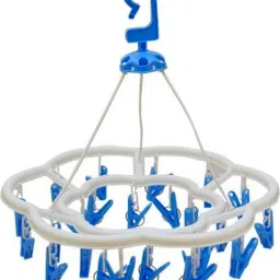 Plastic Round Cloth Drying Stand Hanger with 24 Clips/pegs, Baby Clothes Hanger Stand, (Set of 1) Plastic Cloth Clips (Blue, Pink Pack of 24) Plastic Cloth Clips-2