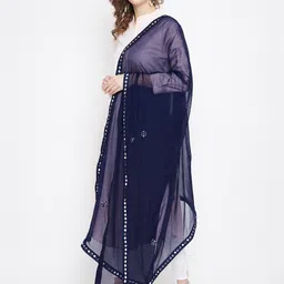 Clora Creation Ethnic Motifs Embroidered Dupatta With Mirror Work image 3