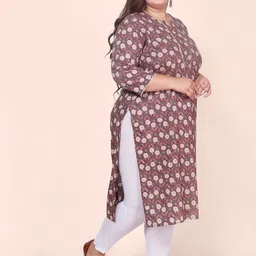 Jevi Prints Plus Size Floral Printed Gotta Patti Block Print Cotton Kurta image 3