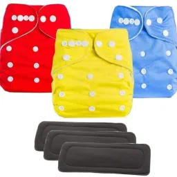Premium Resuable Washable Cloth Diapers with 6 Layer Insert (3 Diaper + 3 Insert) - S - M-picture-10
