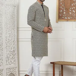 Anouk Men Embroidered Regular Sequinned Kurta with Pyjamas image 3