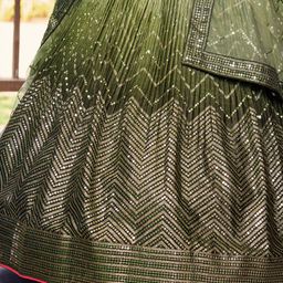 FABPIXEL Embellished Sequinned Semi-Stitched Lehenga & Unstitched Blouse With Dupatta image 3