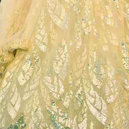 FABPIXEL Embroidered Sequinned Net Semi-Stitched Lehenga & Unstitched Blouse With Dupatta image 3