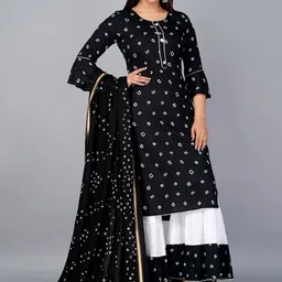 KALINI Bandhani Printed Kurta with Sharara & Dupatta image 5
