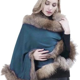 Solid Wool Blend Women Green Stole-picture-16
