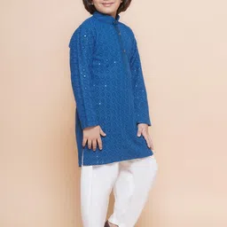 Aj DEZInES Boys Floral Embroidered Regular Sequinned Pure Cotton Kurta With Salwar image 3