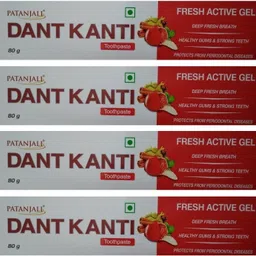 patanjali Dant Kanti Fresh Active Gel - 80 g (Pack of 4) Toothpaste-picture-23