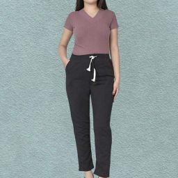 Women Regular Fit Black Pure Cotton Trousers-image-70