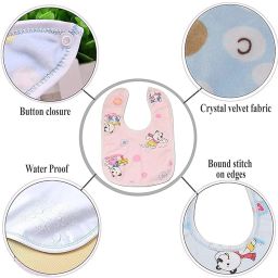 joy buzz Waterproof Feeding Bibs with Snap Button Closure Printed Pack of 3- Multicolor image 4
