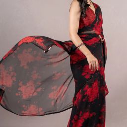 Printed, Floral Print Bollywood Georgette Saree-picture-20