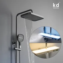 KD INDUSTRIES DIGITAL LUXURY SHOWER WITH AMBIENT LIGHT AND HYDRO REAL TIME TEMPERATURE DISPLAY ( REFINED BRASS ) WATERFALL SHOWER, HIDDEN TAP WATER, MIST BODY SPRAY, 3 MODES HAND SHOWER-26