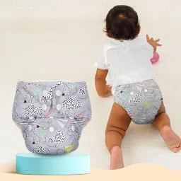 Basic Certified Soft Fleece Lined Pocket Cloth Diaper with 1 Wet-Free Insert (FreeSize Reusable & Adjustable Cloth Diaper,Fits from 5-17 kg, Airplane)-2