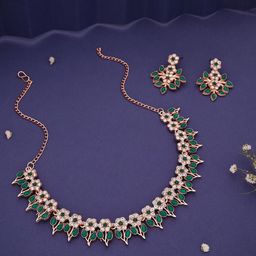 Lyriss Gold-Plated American Diamond Studded Jewellery Set-image-22
