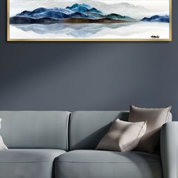 Myntra Elegant Homes White & Blue Mountain & Lake Canvas Wall Painting-image-62