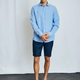 Bruun & Stengade Men Regular Fit Mid-Rise Linen Shorts-picture-43