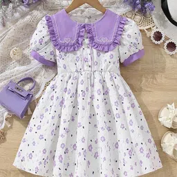 BAESD Floral Print Puff Sleeve A-Line Dress-image-32
