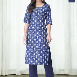 HERE&NOW Women Ethnic Motifs Printed Regular Kurta with Trousers-picture-18