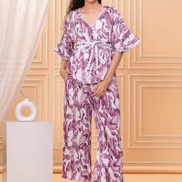 KALINI Embroidered & Printed Top With Trousers Co-Ords-image-36