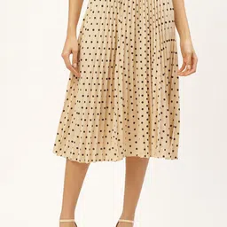 ANVI Be Yourself Polka Dots Printed Pleated Flared Skirt-image-35