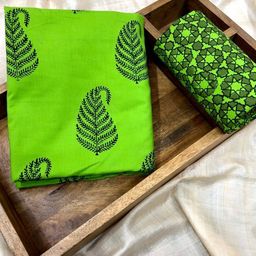 PALASH Paisely Block Printed Pure Cotton Unstitched Dress Material-image-89