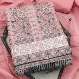 Ishin Floral Embroidered Pure Cotton Zari Unstitched Dress Material-image-60