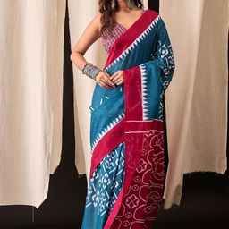 AMRUTKALA SAREES Geometric Printed Pure Cotton Saree-picture-5