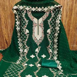 Rangtulika Ethnics Floral Embroidered Georgette Unstitched Dress Material-picture-1