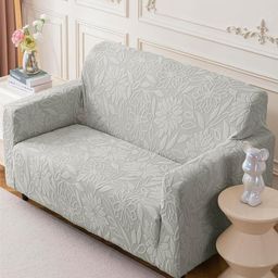 HOUSE OF QUIRK Grey Jacquard Soft Touching 3 Seater Sofa Cover-20