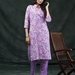 RUNAYA NX Women Floral Printed Mandarin Collar Kurta-image-66