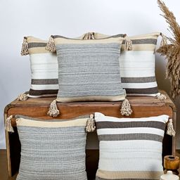 ANWYN White & Beige Set of 5 Square Cushion Covers-36