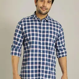 Indian Terrain Slim Fit Checked Spread Collar Casual Shirt-picture-28