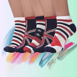 MJE Men Pack Of 5 Patterned Ankle Length Socks-image-50