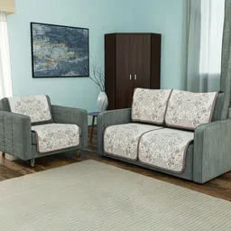 Aura Brown Printed Cotton Sofa Cover-image-72
