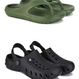 PENNEN Pack Of 2 Self-Designed Clogs & Thong Flip-Flops-4
