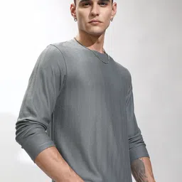 HIGHLANDER Men Self Design Round Neck Cotton Relaxed Fit T-shirt-image-56