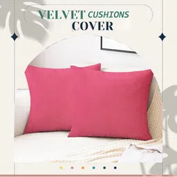 IVAZA Peach-Coloured Set of 4 Velvet Square Cushion Covers image 3